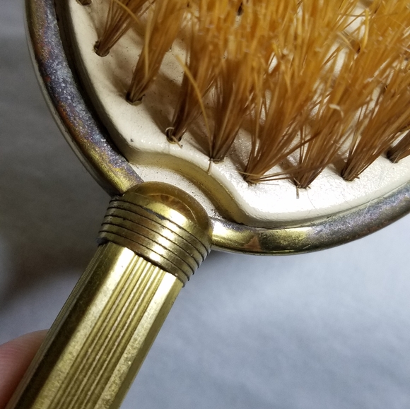 Vintage Vanity Set: Mirror, Brush & Hair Receiver - Picture 10 of 15